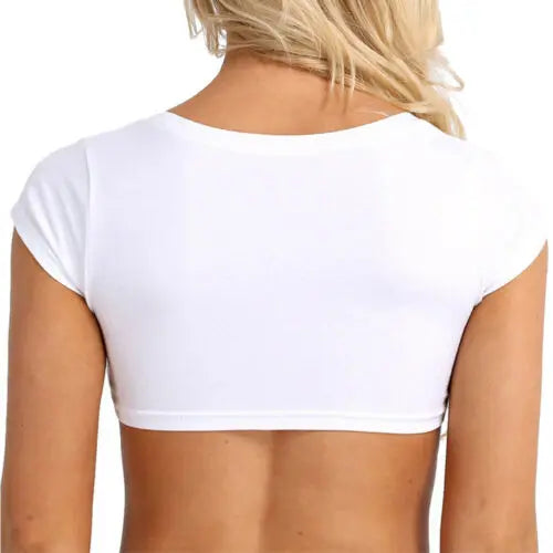 Solid Tank Tops Sexy Crop Vest Solid Harajuku Korean Female Short Sleeve Club Party Nightwear Summer Women Tops
