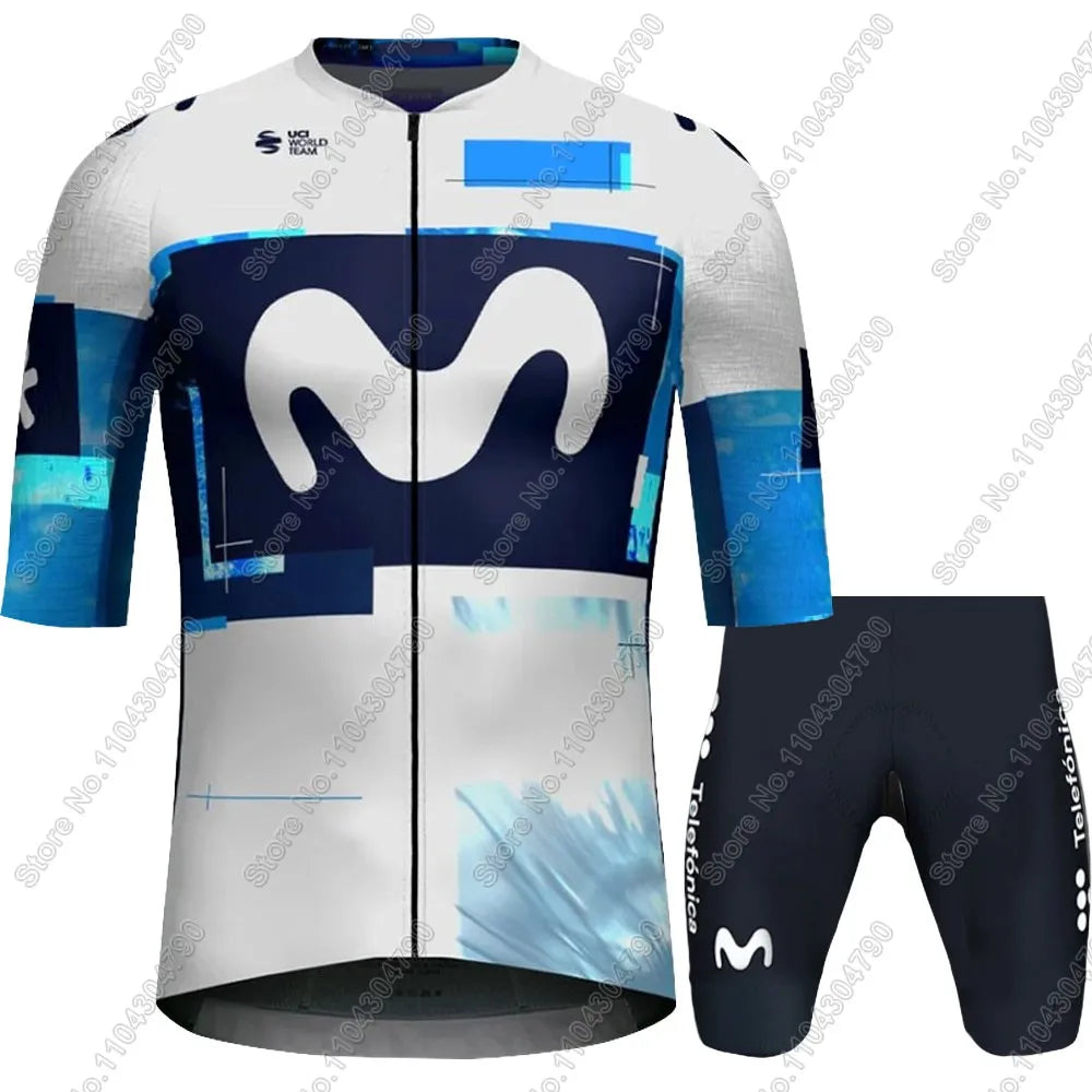 M Pro Team 2025 Cycling Jersey Set Summer Espana BLue Clothing Kits Road Bike Shirts Suit Bicycle bib Shorts MTB Maillot Ropa