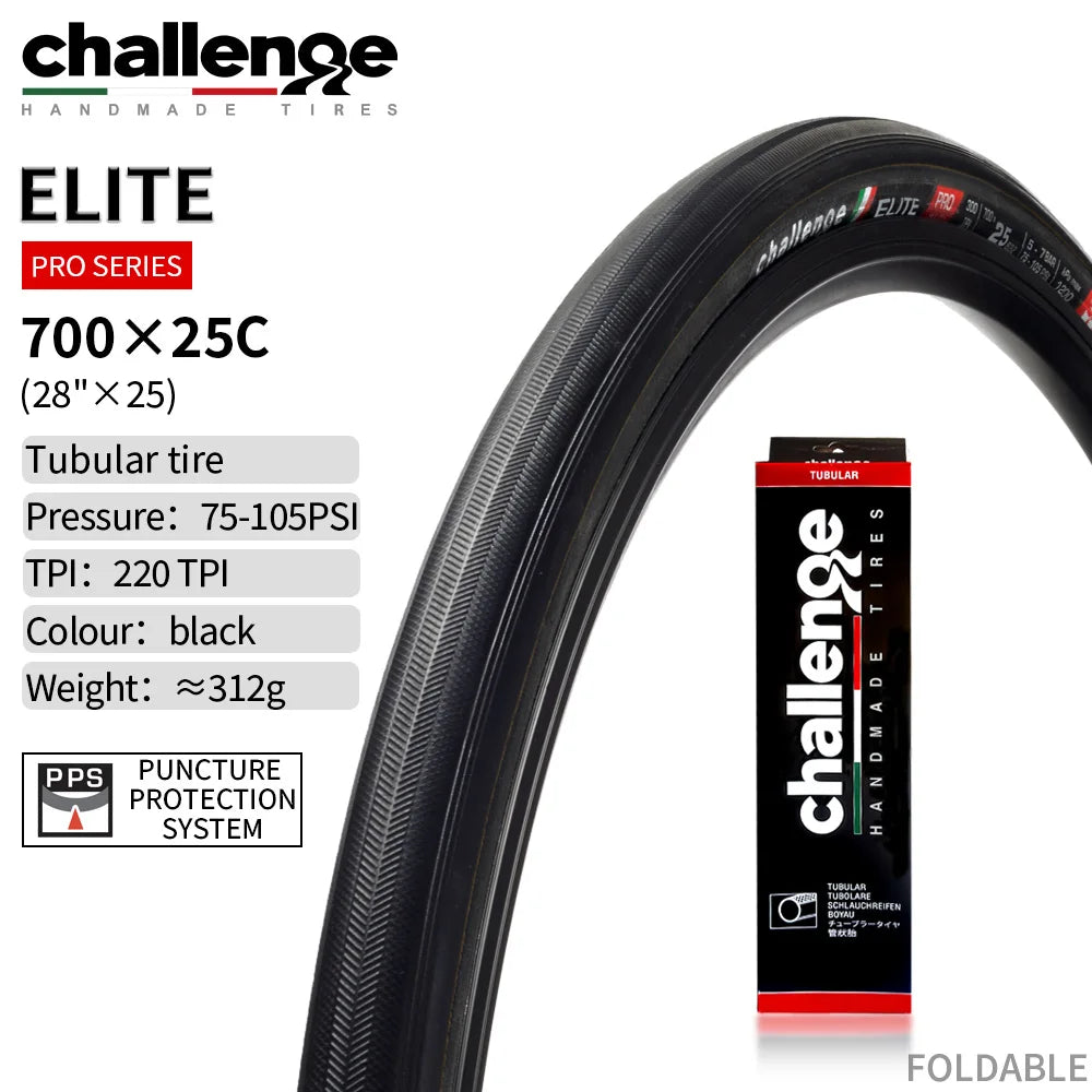 CHALLENGE ELITE 700C Road Bicycle Tubular Clincher Tire Ultralight 700X25C 25-622 Bike Accessories For Training Competition