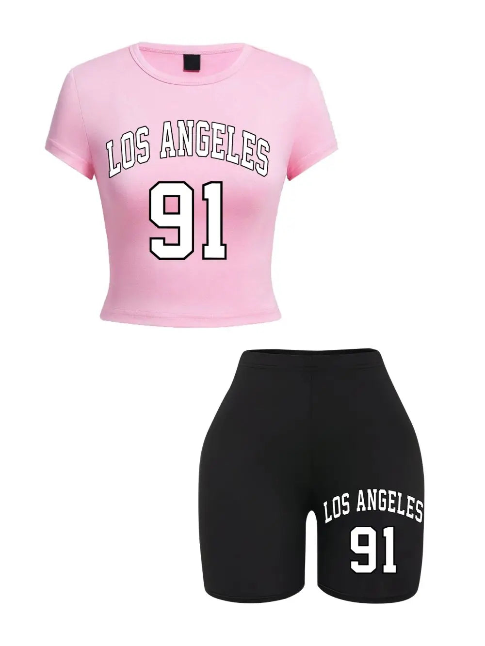 Women Slim Crop T-Shirts & Shorts Two Pieces Set Brooklyn New York City Art Letter Prints Tops Fashion Modal Cotton Soft Clothes