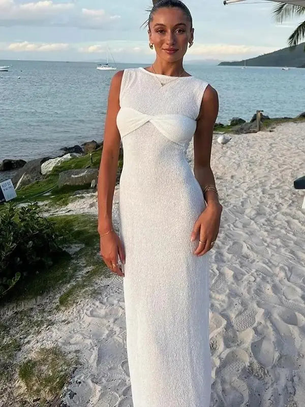 kliou summer release Junior Casual Knitting Midi Dress W24D48907 Women Pink Sweet Tanks Slim Softy Vestidos Solid Elegant Robe