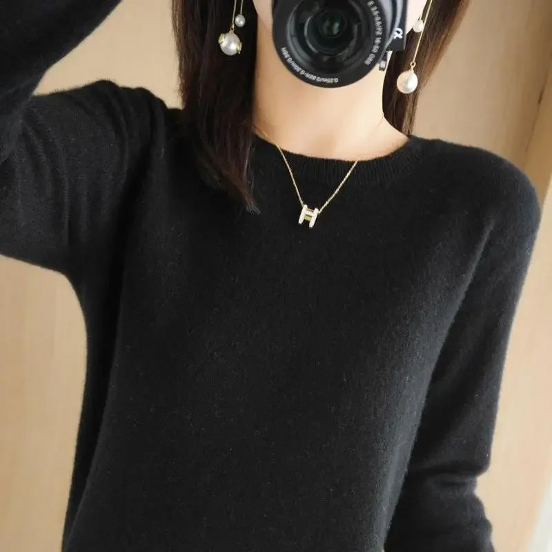 2025 Women Sweater Spring Autumn Long Sleeve O-neck Pullovers Warm Bottoming Shirts Korean Fashion Sweater Knitwear Soft Jumpers