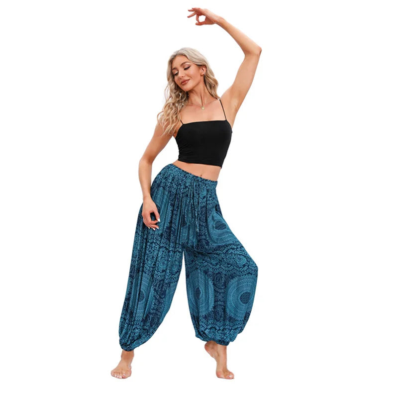 Boho Yoga Pants Women Hippie Harem Printed Dyeing High Waisted Wear Pantalone De Mujer Cintura Alta Calca Feminina Beach