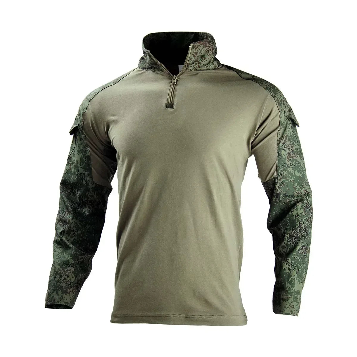 Outdoor Long Sleeve Tactical Shirts CP Combat Shirt 1/4 Zipper Ripstop Cotton Wear-resisting Camo Airsoft T Shirts Men Clothing