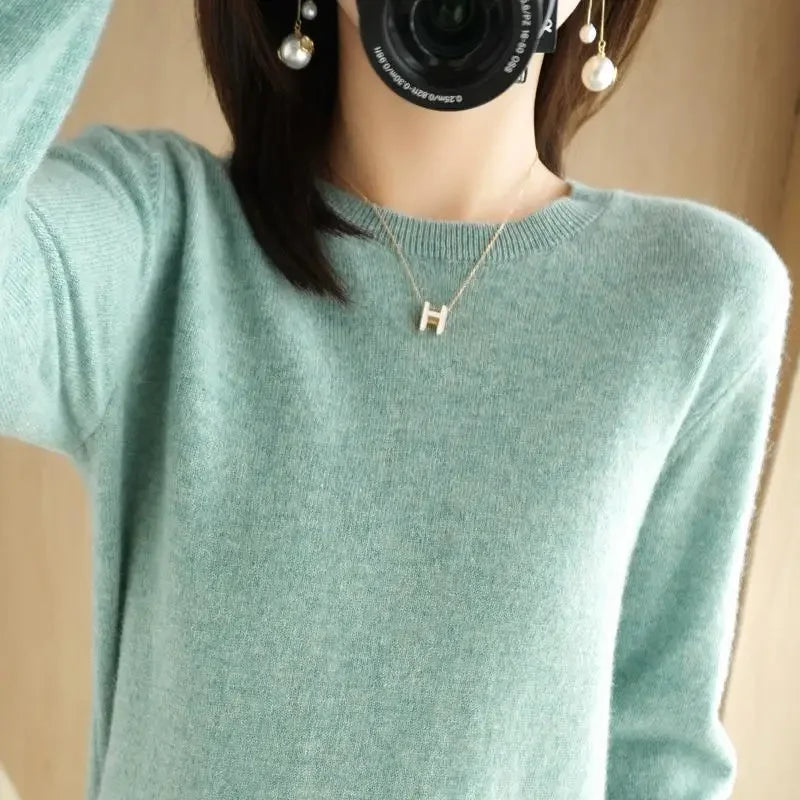 2025 Women Sweater Spring Autumn Long Sleeve O-neck Pullovers Warm Bottoming Shirts Korean Fashion Sweater Knitwear Soft Jumpers