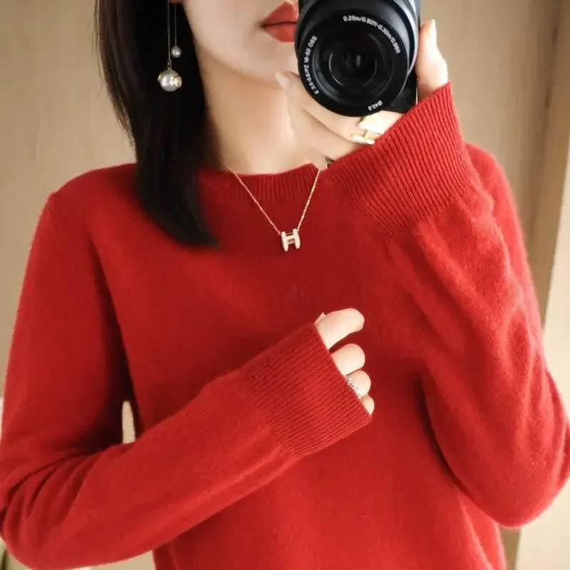 2025 Women Sweater Spring Autumn Long Sleeve O-neck Pullovers Warm Bottoming Shirts Korean Fashion Sweater Knitwear Soft Jumpers