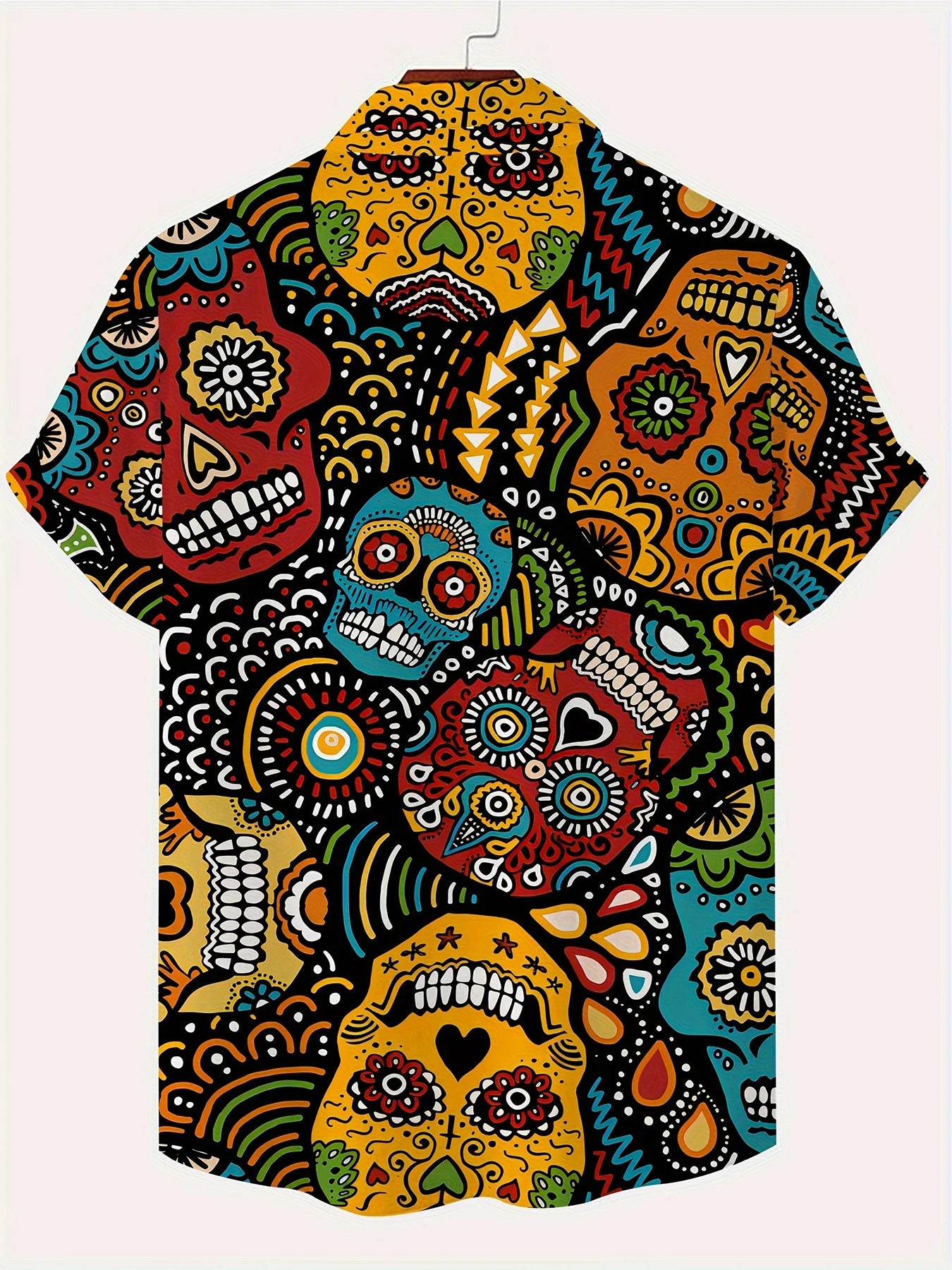 Colorful Skull 3D Printed Shirt Street Hip Hop Fashion Personality Men's Casual Tops Summer Loose Short Sleeve Hawaiian Shirt