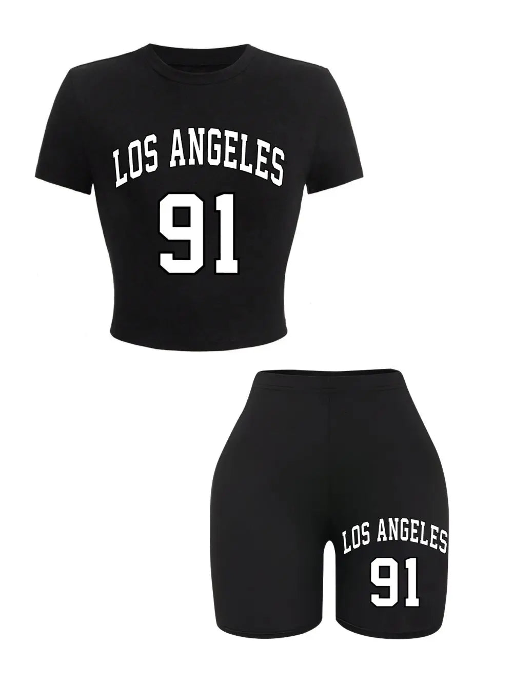 Women Slim Crop T-Shirts & Shorts Two Pieces Set Brooklyn New York City Art Letter Prints Tops Fashion Modal Cotton Soft Clothes
