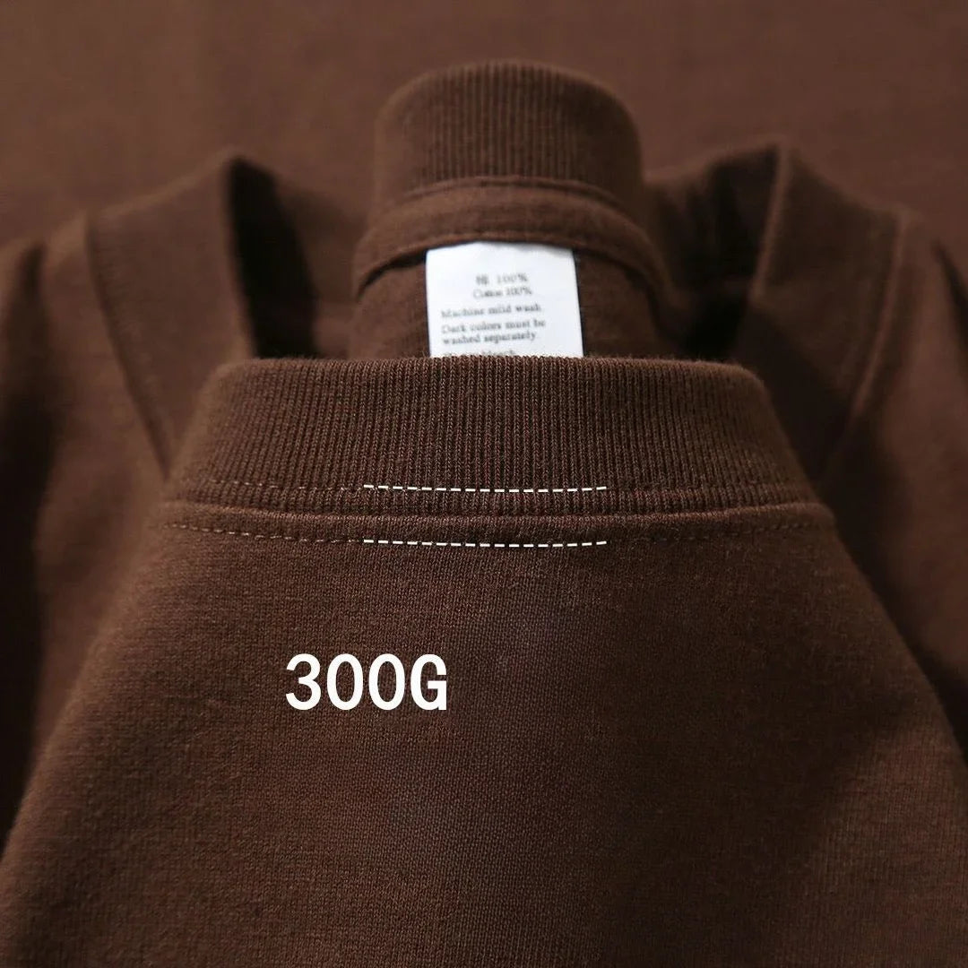 300g Cotton T Shirts Men Short Sleeved Heavyweight Summer Round Neck Loose Breathable Shirt for Men Women Basic Tee