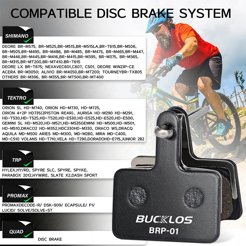 BUCKLOS Semi-Metal Mountain Bike Disc Brake Pads Semimetallic Hydraulic Disc Brake Pad Bicycle Brake Pads for SHIMANO B01S B05S