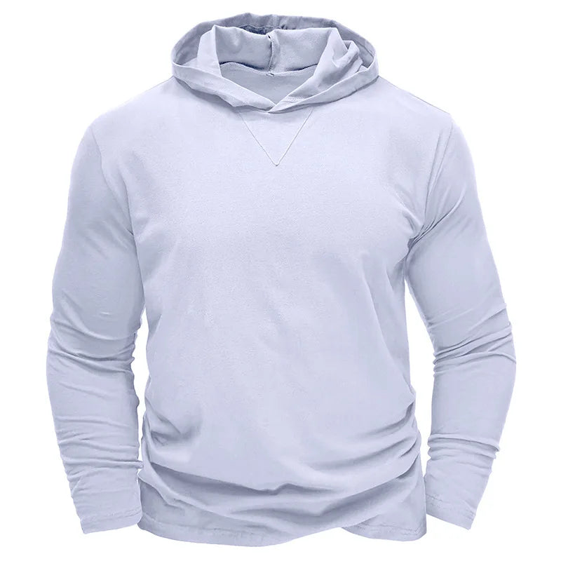 Men's Sports Hoodie Long Sleeve T-shirt Bottoming Shirt Gym Sports Muscle Shirt Solid Color Outdoor Casual Sweatshirt