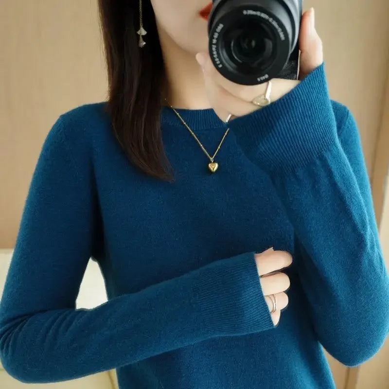 2025 Women Sweater Spring Autumn Long Sleeve O-neck Pullovers Warm Bottoming Shirts Korean Fashion Sweater Knitwear Soft Jumpers