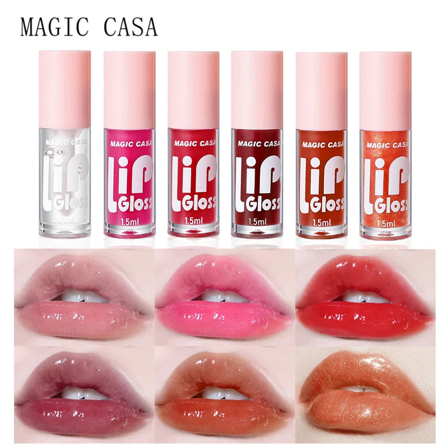MAGIC CASA 6pcs/set Small bottle Hydrating Jelly Lip Oil long-lasting Moisturizing smooth shimmering Lip Hydrating Liquid