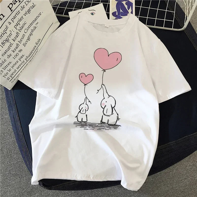 90s Graphic Rock Top Tees Female Simple Brush Drawing Cat T Shirt Harajuku Vintage T-shirt Fashion Queen Women's T Shirt