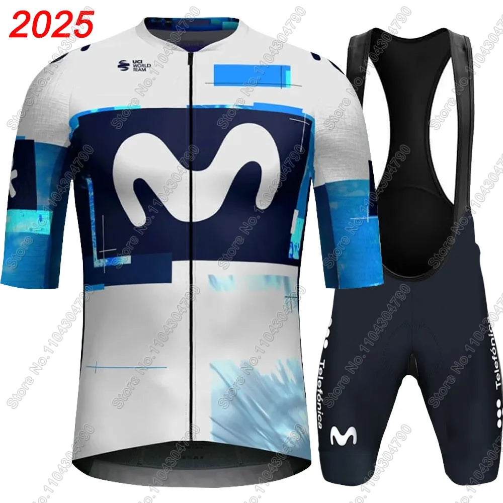 M Pro Team 2025 Cycling Jersey Set Summer Espana BLue Clothing Kits Road Bike Shirts Suit Bicycle bib Shorts MTB Maillot Ropa
