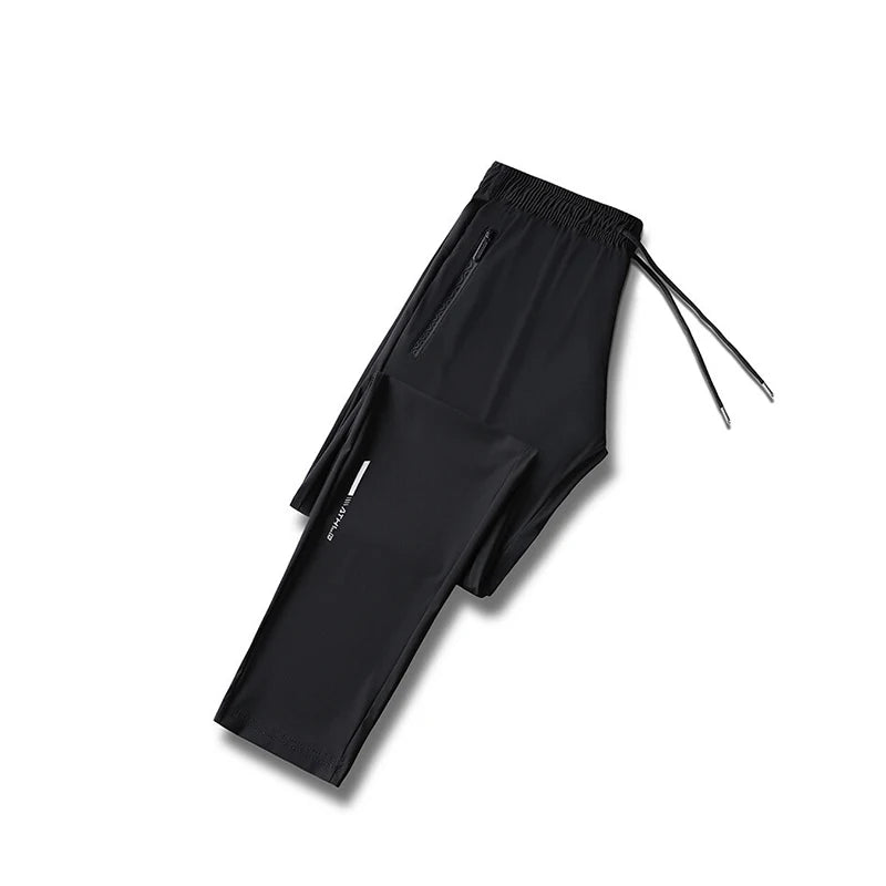 High Quality Ice Silk Pants For Men's Summer Slim Casual New Loose High Elasticity Quick Drying Outdoor Running Casual Pants