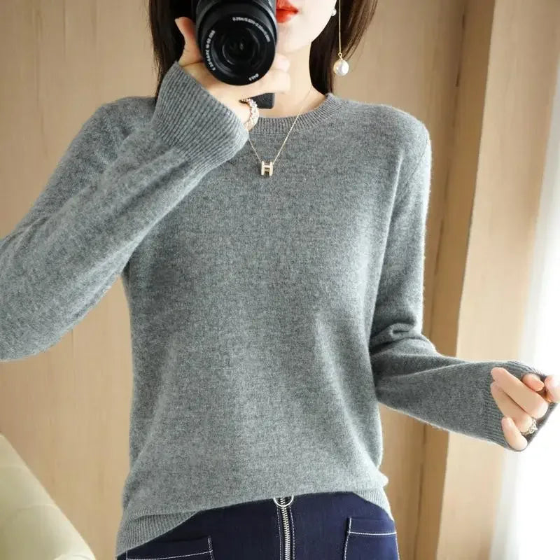 2025 Women Sweater Spring Autumn Long Sleeve O-neck Pullovers Warm Bottoming Shirts Korean Fashion Sweater Knitwear Soft Jumpers