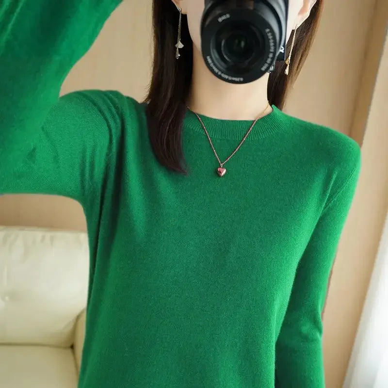 2025 Women Sweater Spring Autumn Long Sleeve O-neck Pullovers Warm Bottoming Shirts Korean Fashion Sweater Knitwear Soft Jumpers
