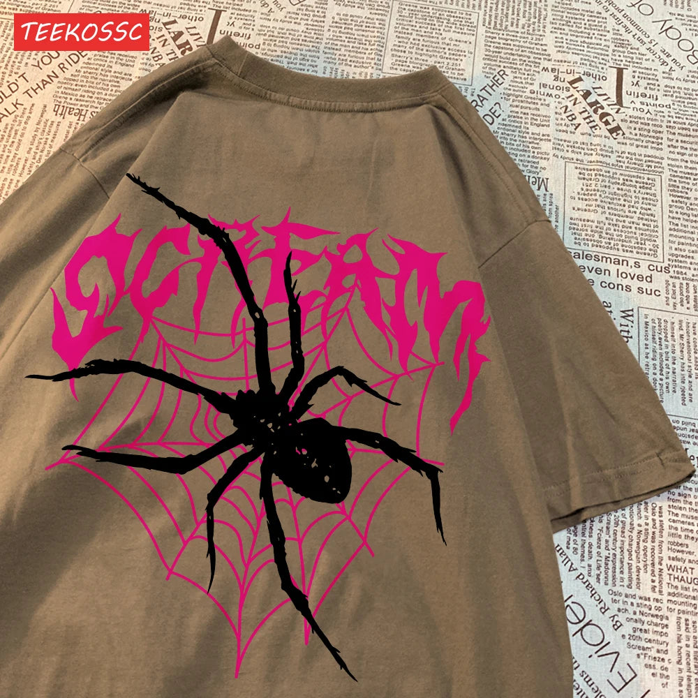 Casual Cotton Women'S T-Shirts Scream Spiders Cobwebs Printing Tops Oversize O-Neck Soft Short Sleeve Fashion Female Clothes
