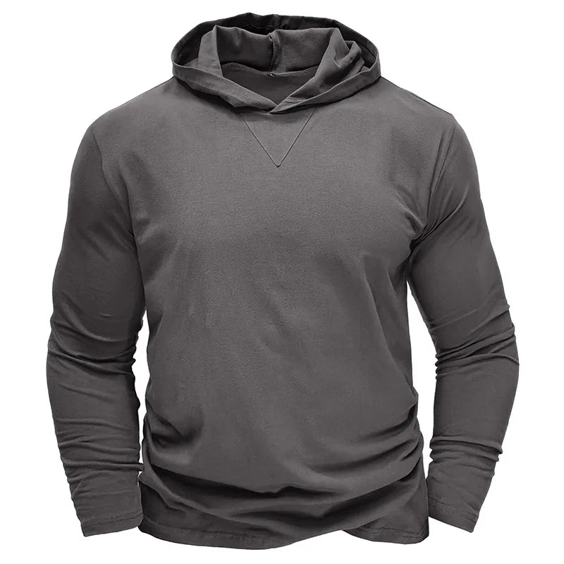 Men's Sports Hoodie Long Sleeve T-shirt Bottoming Shirt Gym Sports Muscle Shirt Solid Color Outdoor Casual Sweatshirt