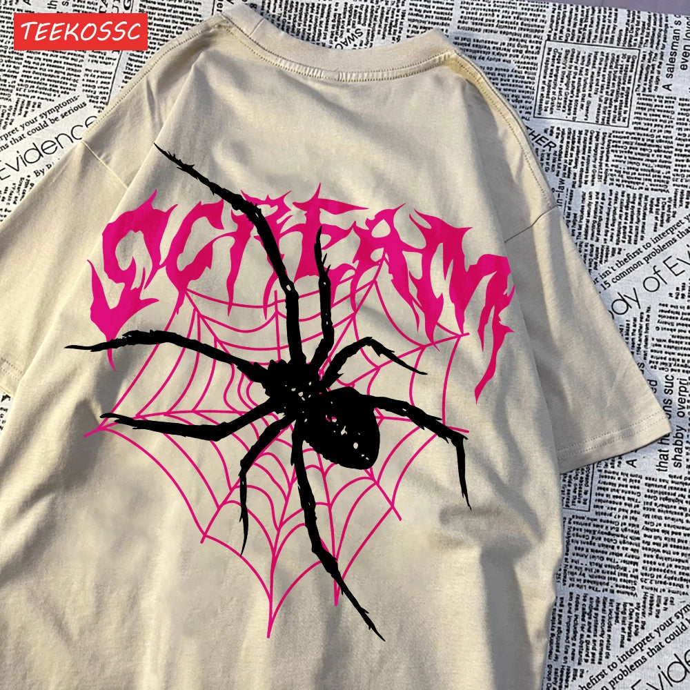 Casual Cotton Women'S T-Shirts Scream Spiders Cobwebs Printing Tops Oversize O-Neck Soft Short Sleeve Fashion Female Clothes
