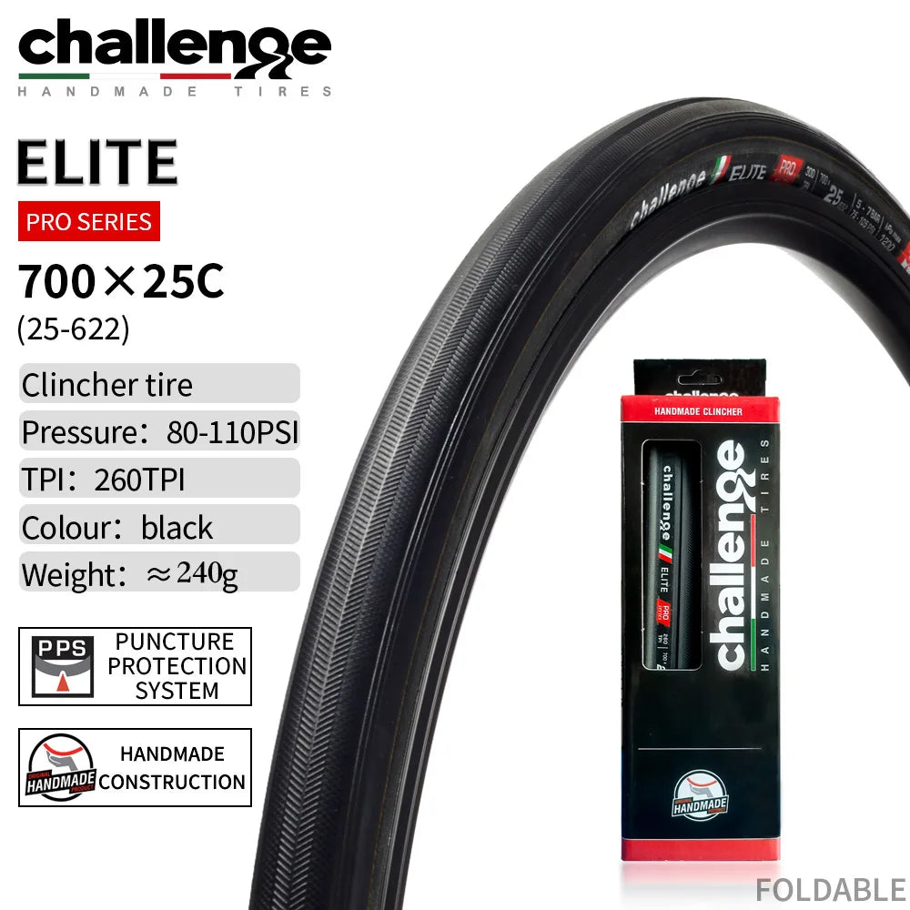 CHALLENGE ELITE 700C Road Bicycle Tubular Clincher Tire Ultralight 700X25C 25-622 Bike Accessories For Training Competition
