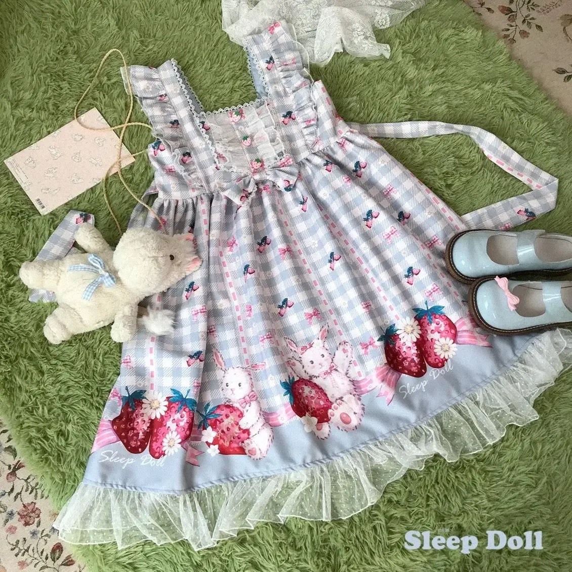KOSAHIKI Japanese Lolita Dress Girls Strawberry Bunny Jsk Dresses Women Harajuku Sleeveless Cute 2025 Cosplay Vestido