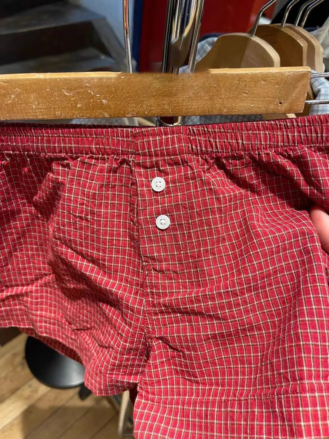 Red Plaid Buttons Tank Shorts Set Woman Back Lace-up Lace Trim Slim Camis+Elastic Waist Sweatshorts Sweet Cotton 2 Piece Sets