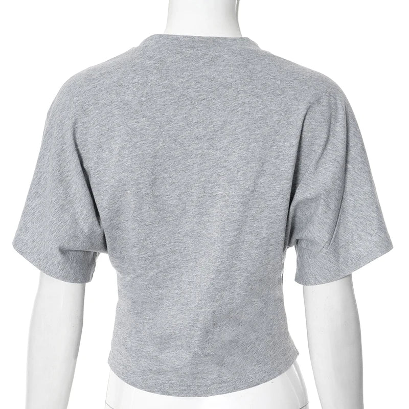 CUTENOVA Women'S Summer Loose Short-Sleeved T-Shirt Tops Waist Slimming Sweet And Hottie Design Sense Positive Shoulder Top