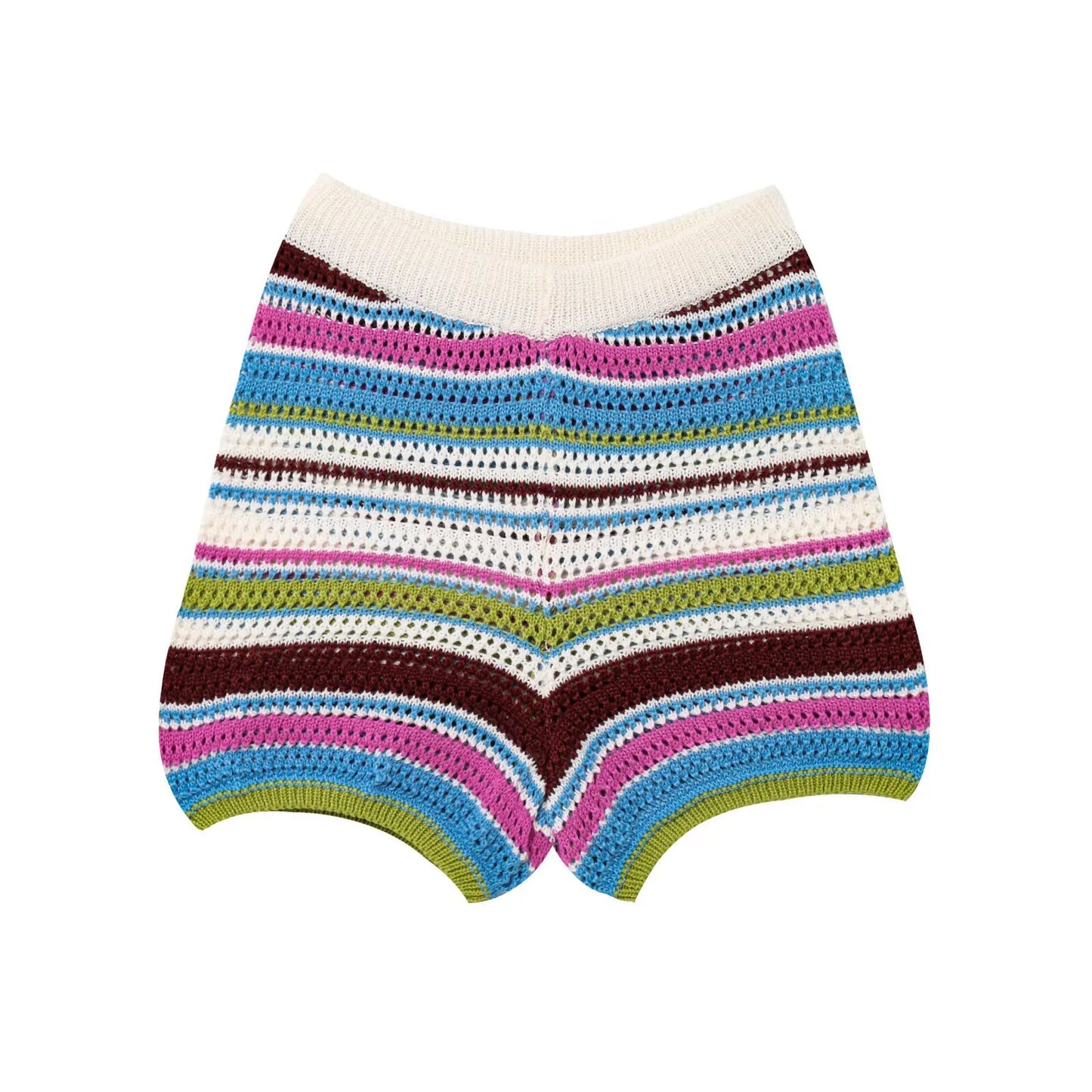 2025 Autumn European And American New Women's Fashion Casual Stripe Printed Short Sleeve Flip Collar Cardigan Casual Shorts Set
