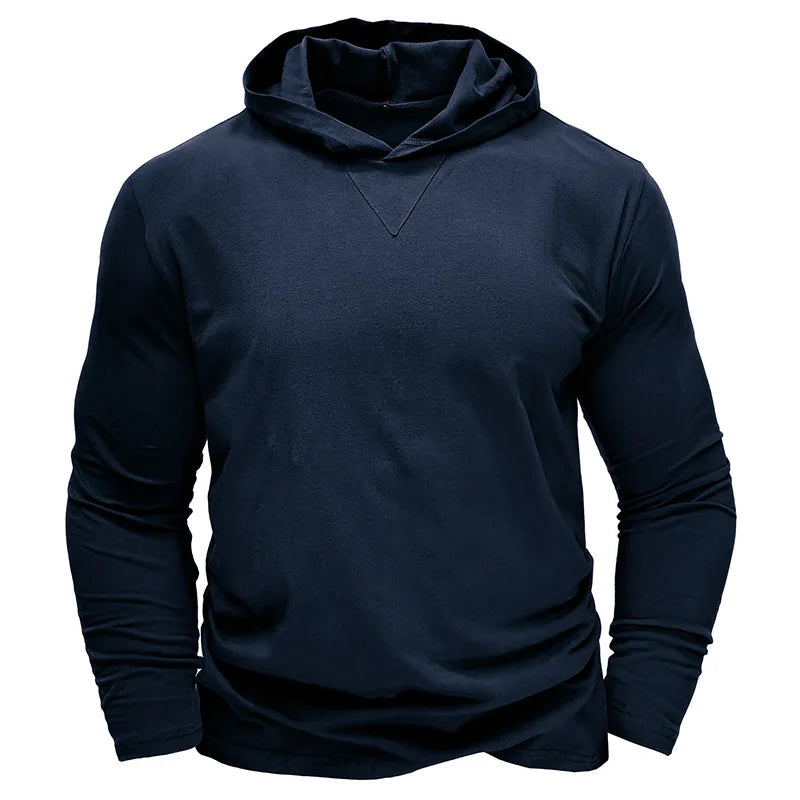 Men's Sports Hoodie Long Sleeve T-shirt Bottoming Shirt Gym Sports Muscle Shirt Solid Color Outdoor Casual Sweatshirt