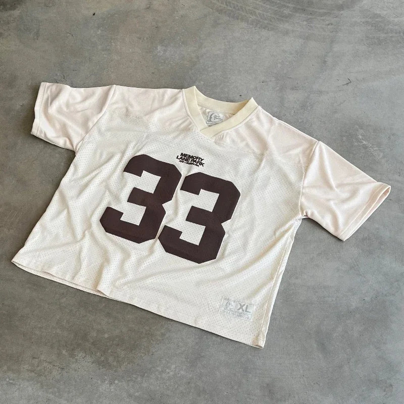 2025 new Y2K Retro Jersey Quick Dry Breathable Mesh T Shirt Men Street College Sports Wear Oversized Football Training Wear