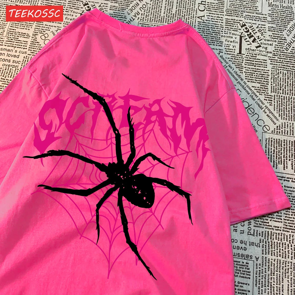 Casual Cotton Women'S T-Shirts Scream Spiders Cobwebs Printing Tops Oversize O-Neck Soft Short Sleeve Fashion Female Clothes
