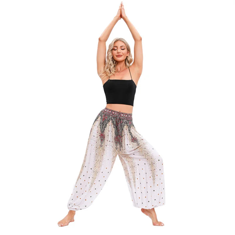 Boho Yoga Pants Women Hippie Harem Printed Dyeing High Waisted Wear Pantalone De Mujer Cintura Alta Calca Feminina Beach