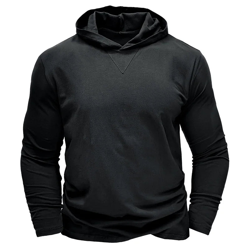 Men's Sports Hoodie Long Sleeve T-shirt Bottoming Shirt Gym Sports Muscle Shirt Solid Color Outdoor Casual Sweatshirt