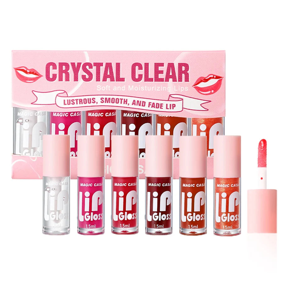 MAGIC CASA 6pcs/set Small bottle Hydrating Jelly Lip Oil long-lasting Moisturizing smooth shimmering Lip Hydrating Liquid