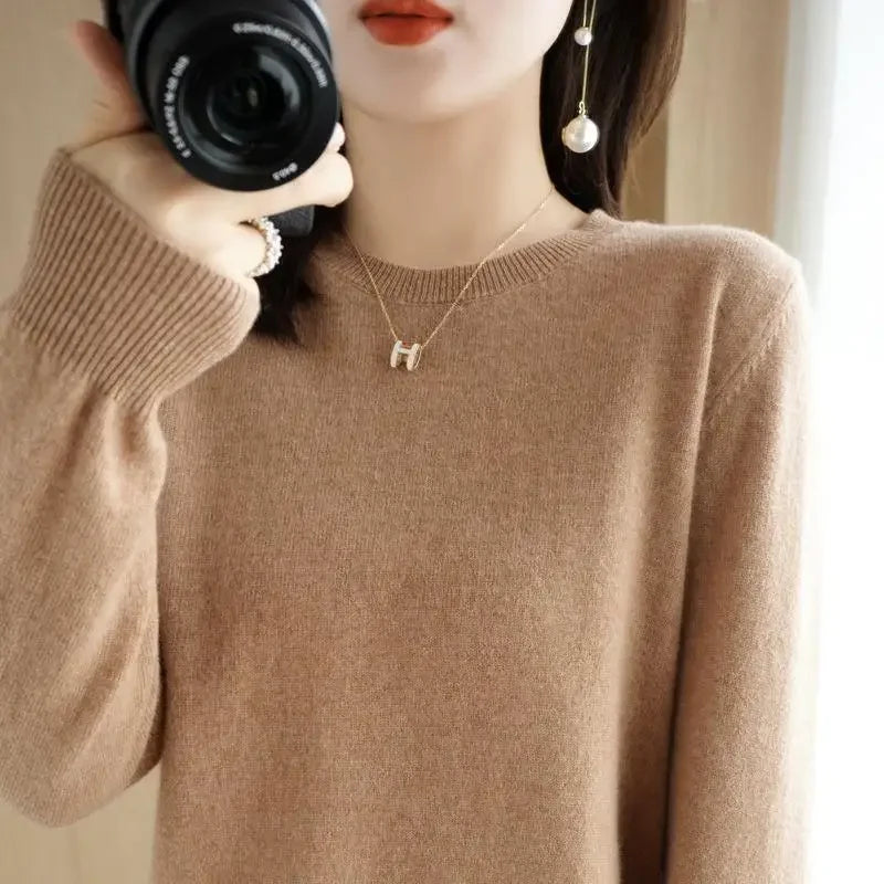 2025 Women Sweater Spring Autumn Long Sleeve O-neck Pullovers Warm Bottoming Shirts Korean Fashion Sweater Knitwear Soft Jumpers