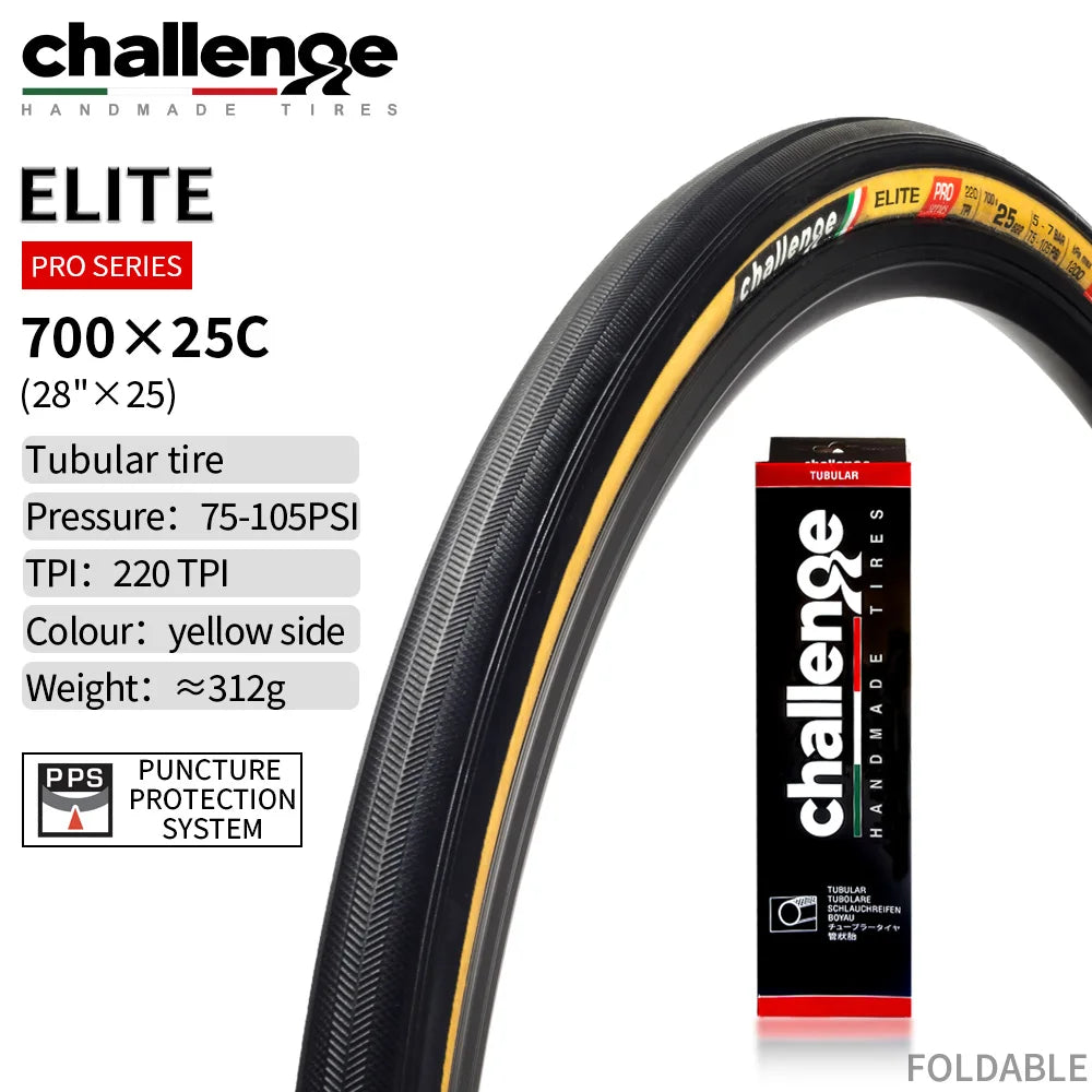 CHALLENGE ELITE 700C Road Bicycle Tubular Clincher Tire Ultralight 700X25C 25-622 Bike Accessories For Training Competition