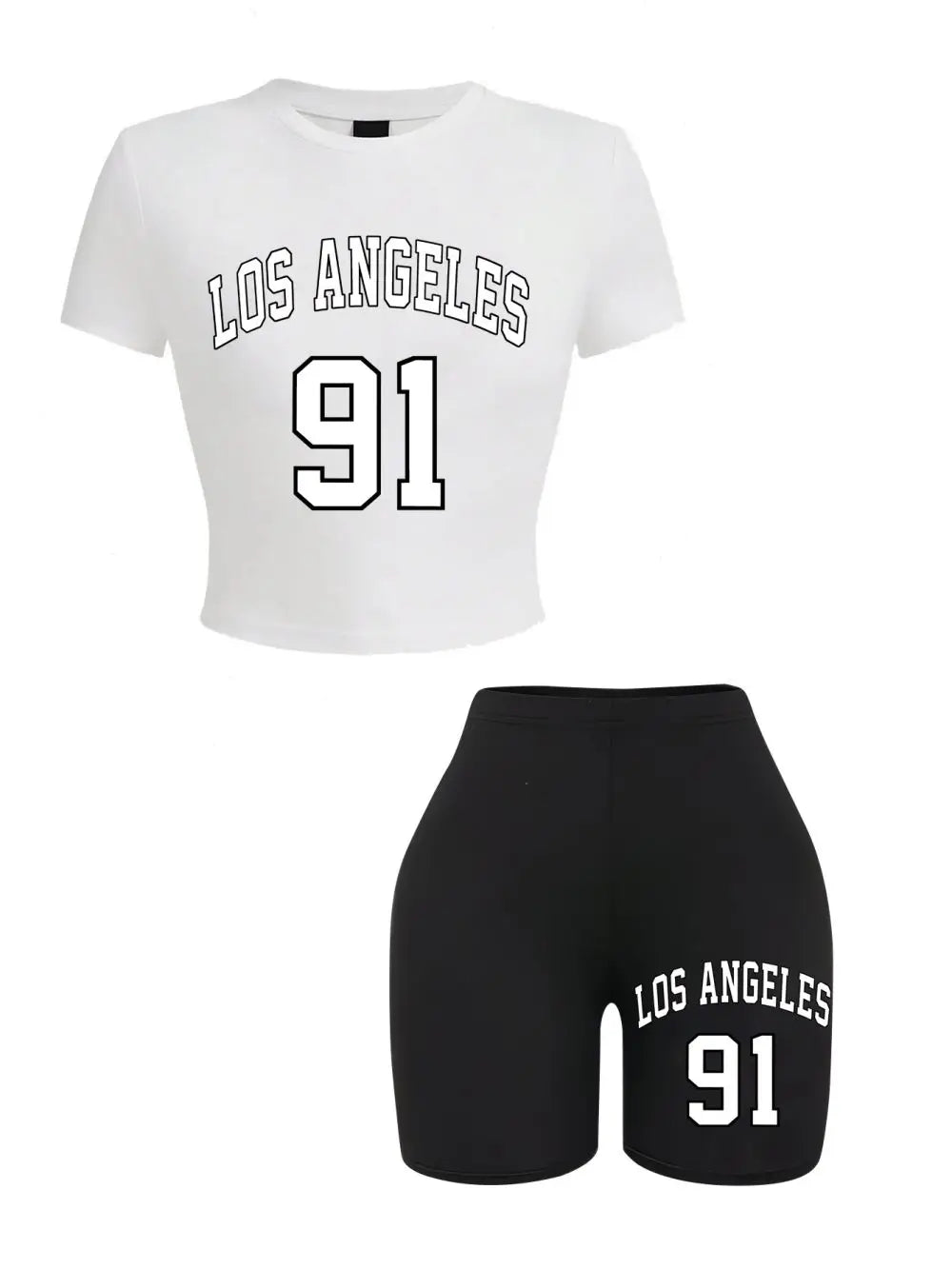 Women Slim Crop T-Shirts & Shorts Two Pieces Set Brooklyn New York City Art Letter Prints Tops Fashion Modal Cotton Soft Clothes