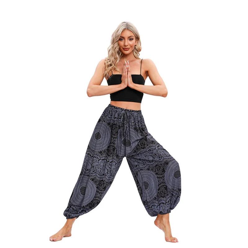 Boho Yoga Pants Women Hippie Harem Printed Dyeing High Waisted Wear Pantalone De Mujer Cintura Alta Calca Feminina Beach