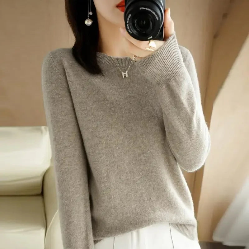 2025 Women Sweater Spring Autumn Long Sleeve O-neck Pullovers Warm Bottoming Shirts Korean Fashion Sweater Knitwear Soft Jumpers