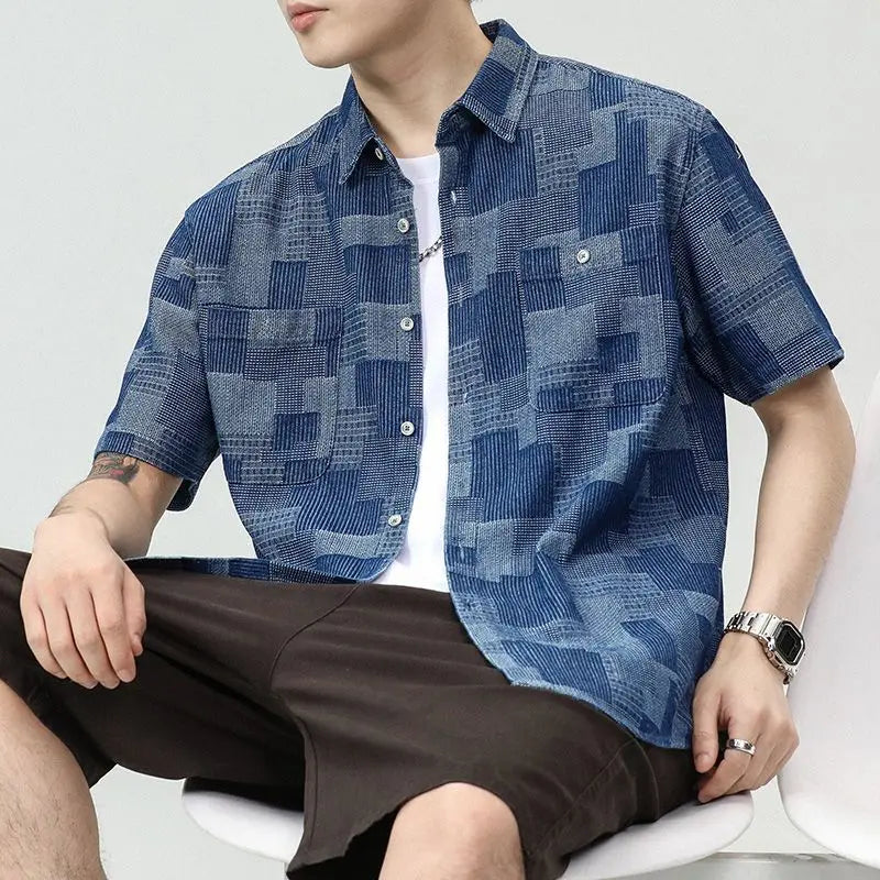 2025 Summer New Design Personality Plaid Men's Shirt Fashion Casual Trendy Brand