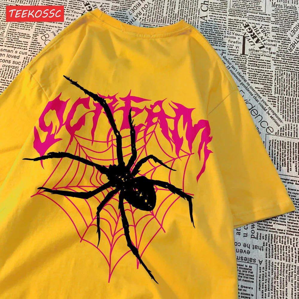Casual Cotton Women'S T-Shirts Scream Spiders Cobwebs Printing Tops Oversize O-Neck Soft Short Sleeve Fashion Female Clothes