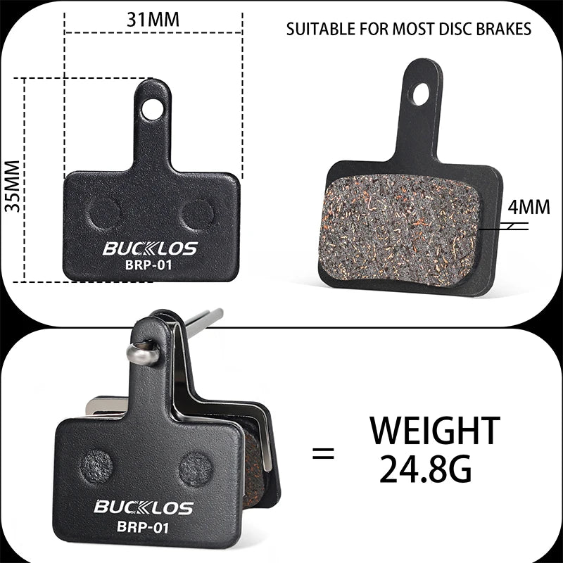 BUCKLOS Semi-Metal Mountain Bike Disc Brake Pads Semimetallic Hydraulic Disc Brake Pad Bicycle Brake Pads for SHIMANO B01S B05S