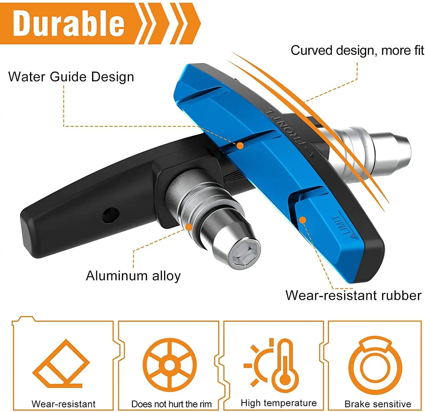 Bike Brake Blocks Rubber Cycling Part Tools MTB Mountain Road Bicycle Lightweight V-brake Shoes Pads Bicycle Accessories