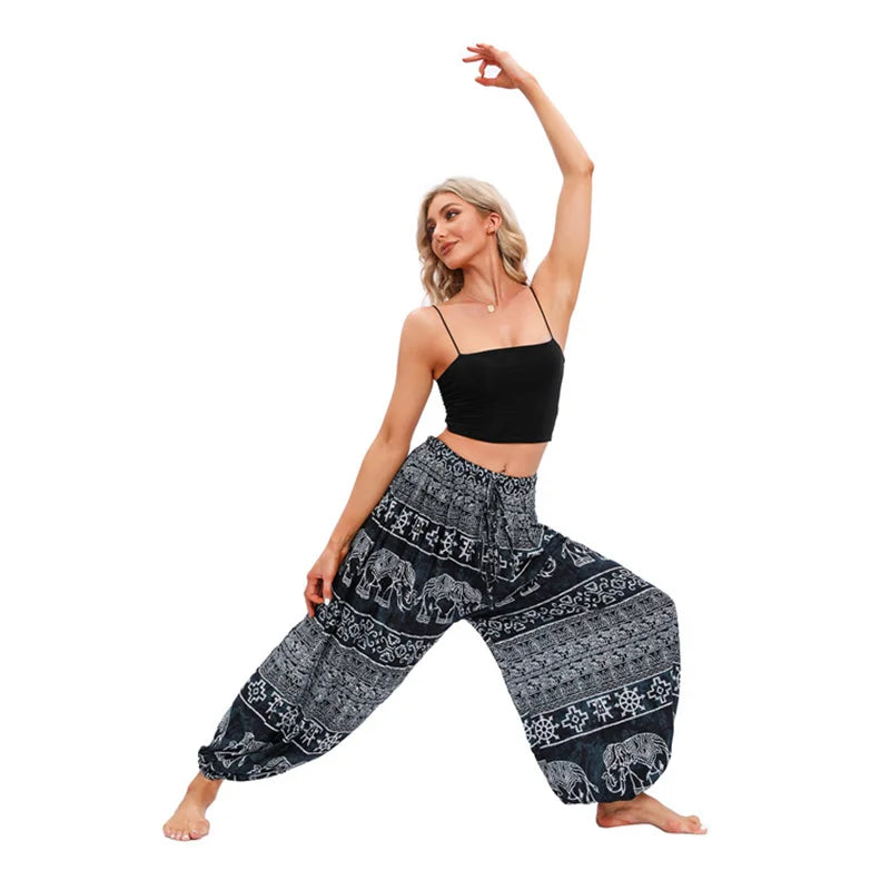 Boho Yoga Pants Women Hippie Harem Printed Dyeing High Waisted Wear Pantalone De Mujer Cintura Alta Calca Feminina Beach