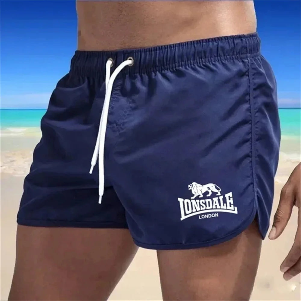Lonsdale men's printed beach shorts, sports pants, running shorts, swimsuit, sports, quick drying, surfing shorts, swimsuit