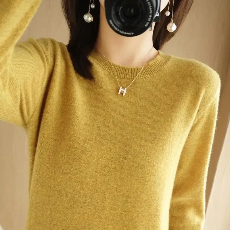 2025 Women Sweater Spring Autumn Long Sleeve O-neck Pullovers Warm Bottoming Shirts Korean Fashion Sweater Knitwear Soft Jumpers