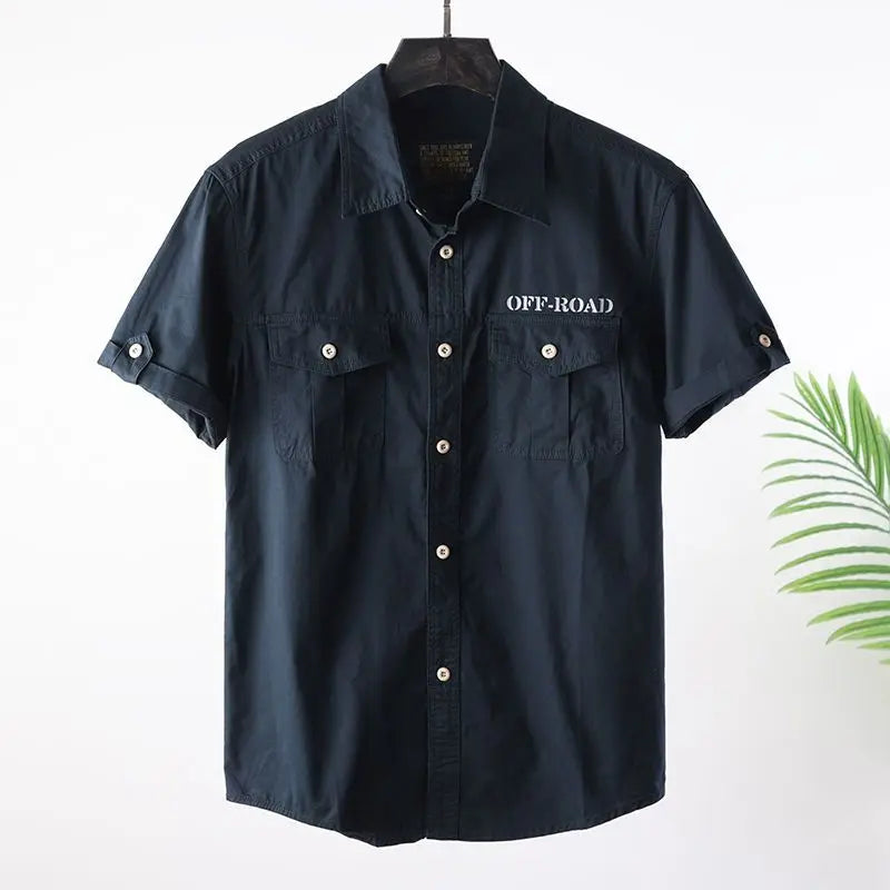 Men's Water-washed Casual Workwear Short-sleeved Shirt Top