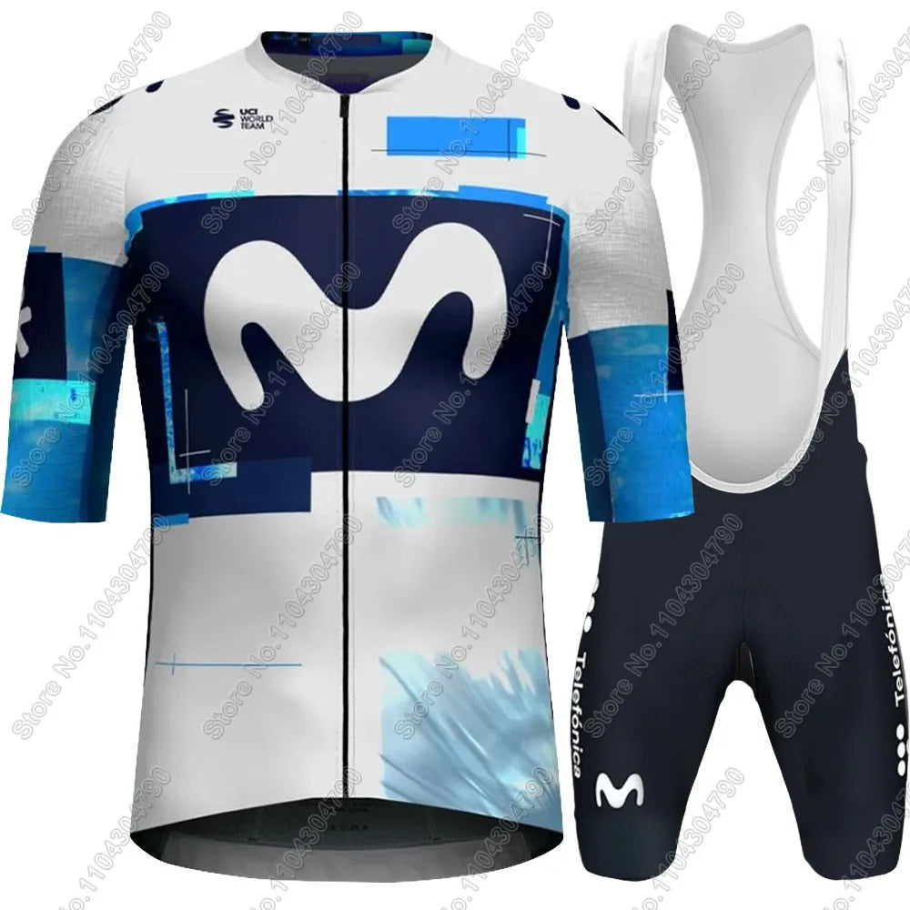 M Pro Team 2025 Cycling Jersey Set Summer Espana BLue Clothing Kits Road Bike Shirts Suit Bicycle bib Shorts MTB Maillot Ropa